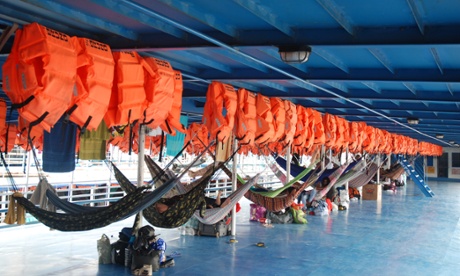 In the swing of things … hammocks on deck, Peru.