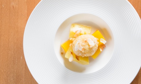 Wild Garlic's deep-fried ball of rice pudding on a plate