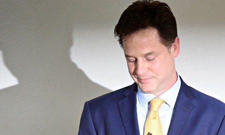 Nick Clegg at a press conference last Friday to announce his resignation as Liberal Democat leader