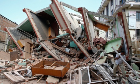 A collapsed building in Kathmandu, Nepal