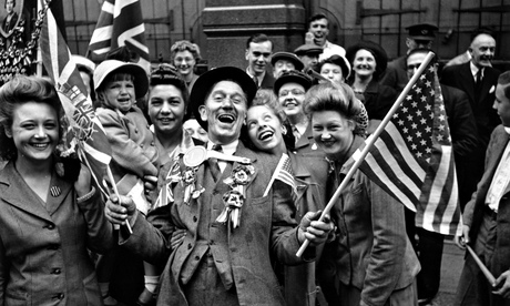 Crowds celebrating VE Day, 8 May 1945, London. 