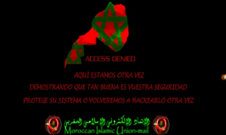 Another ‘access denied’ webpage left by the ‘Moroccan Islamic Union-mail’ hackers. Five weeks after the Defra site was hacked, it still has not been restored. 
