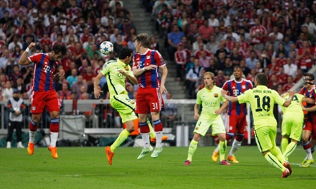 Mehdi Benatia heads in the opening goal to give Bayern some hope.