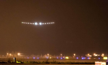 Solar Impulse landing in Nanjing, China, 21 April 2015.
