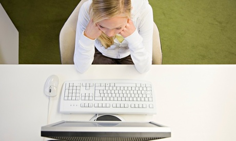 Woman looking at computer