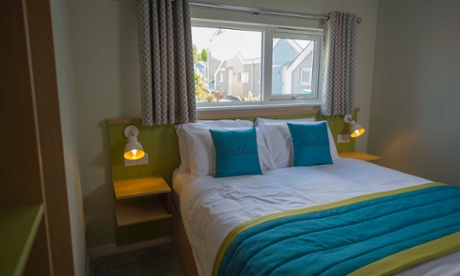 A double room in one of the West Lakes chalets.