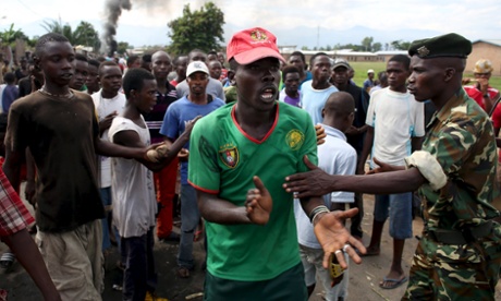 Protests in Bujumbura against the president's bid for a third term. Burundi