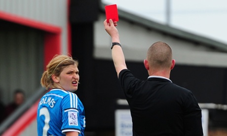 Abby Holmes is dismissed by referee Stuart Franklin.