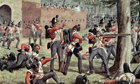 Repelling the French attacks on Hougoumont during the Battle of Waterloo