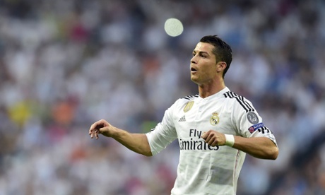Cristiano Ronaldo gestures can only watch as Buffon flies across his line and claws Ronaldo's free-kick away from danger.