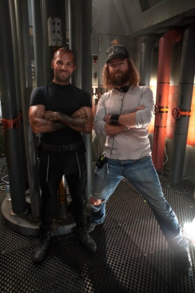 Daniel Macpherson and Shane Abbess on set.