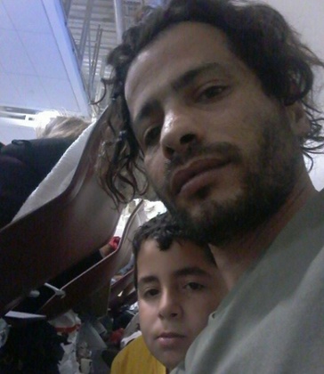Wael and Montasser al-Sahlee, behind a row of chairs in terminal two, Dubai international airport.