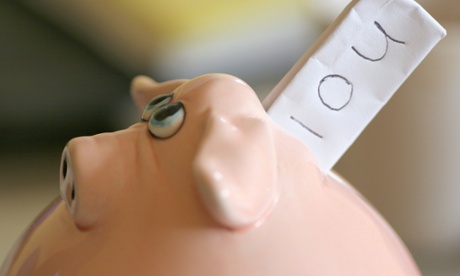 Piggy bank with IOU