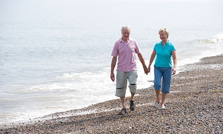 Pensioners on a beach.