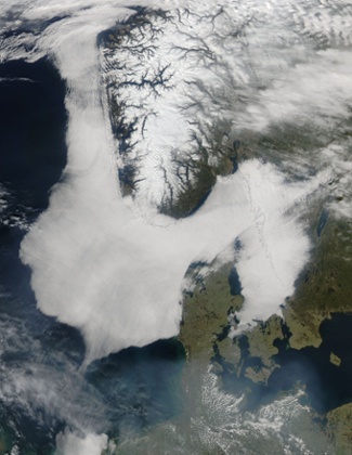 Low clouds in the North Sea, Skagerrak, and Kattegat