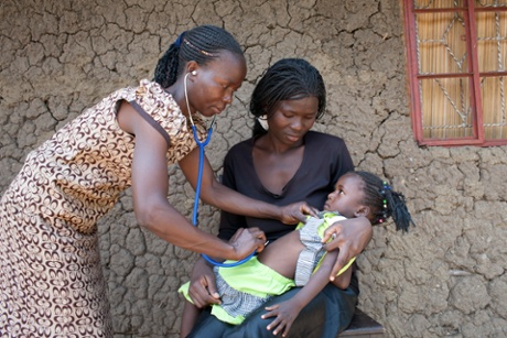 Community health worker in village, Kisumu