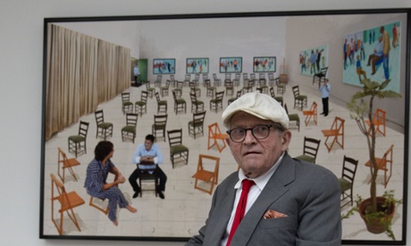 David Hockney in front of his work at the David Hockney: Painting and Photography exhibition. 