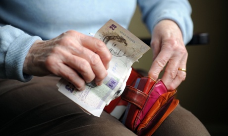 pensioner with cash in hand
