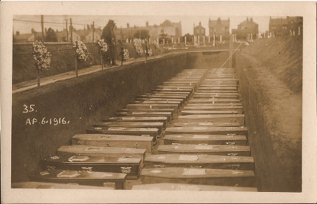 Coffins of those killed in the disaster.