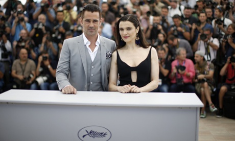 Colin Farrell and Rachel Weisz at this morning's photocall for The Lobster.