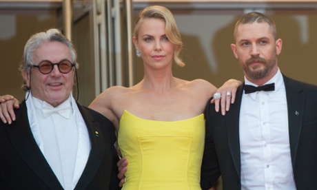 George Miller, Charlize Theron and Tom Hardy at last night's Mad Max: Fury Road screening.