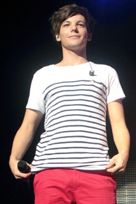 Louis Tomlinson in a striped T-shirt