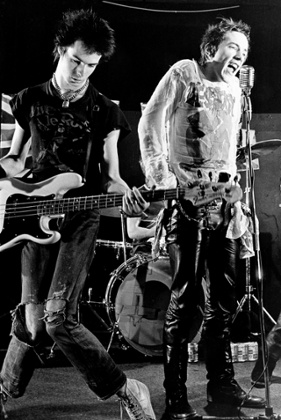 Johnny Rotten, right, and Sid Vicious of the Sex Pistols at the Marquee Club in 1977.