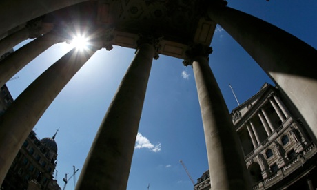 The Bank of England seen through columns.