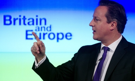 David Cameron giving a keynote speech on Britain’s future in  the EU.