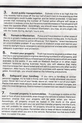 Page three of the Fear City pamphlet.