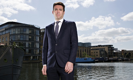 Andy Burnham photographed outside the Observer's offices in London.