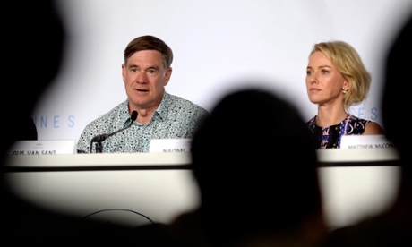 Van Sant and Naomi Watts at the press conference.