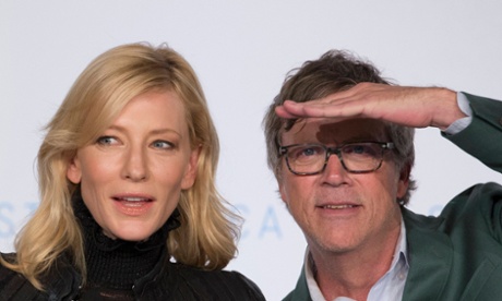 Cate Blanchett and director Todd Haynes at the Carol press conference.