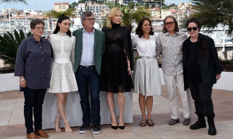 Phyllis Nagy, Rooney Mara, Todd Haynes, Cate Blanchett, Elizabeth Karlsen, Stephen Woolley and Christine Vachon at the Cannes photocall.