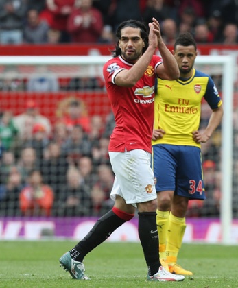 Radamel Falcao applauds the crowd after being substituted.