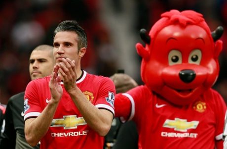 Robin van Persie applauds fans after the game.