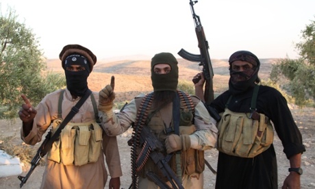 Isis fighters on the frontline in Aleppo, Syria