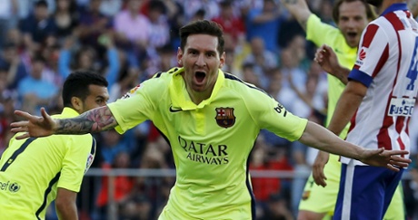 Lionel Messi celebrates his goal.