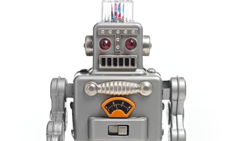 Walking retro toy robot