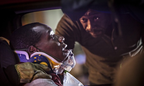Syrus Lowe (left) and Lennie James in Critical. Photograph: Sky