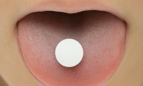A pill on a tongue