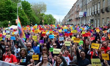 Thousands gather for a Vote Yes rally in Dublin last week. The polls suggest support for the yes vote in Friday’s marriage equality referendum is narrowing.