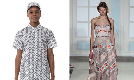 Tile print top, shorts and cap by Foam; floral gown by Temperley