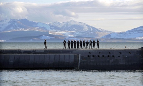 Trident nuclear submarine HMS Victorious, off the west coast of Scotland in 2013 before a visit by David Cameron.