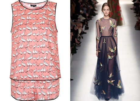 Duck print summer pyjamas by Topshop and Valentino's bird-embroidered gown