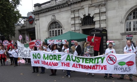 The People's Assembly gather at The Low Pay March in London 18 October 2014