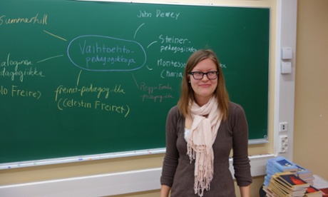 Maria Hyväri, a student teacher, runs a workshop at the Normal Lyceum in Helsinki.