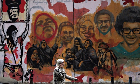 Mural of people killed during Egypt's uprising near Tahrir Square in Cairo