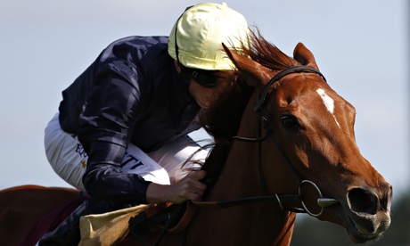 Ryan Moore riding Crystal Zvezda to win the Haras De Bouquetot Fillies' Trial Stakes at Newbury