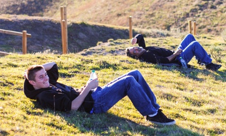 Uncle and nephew in the grass